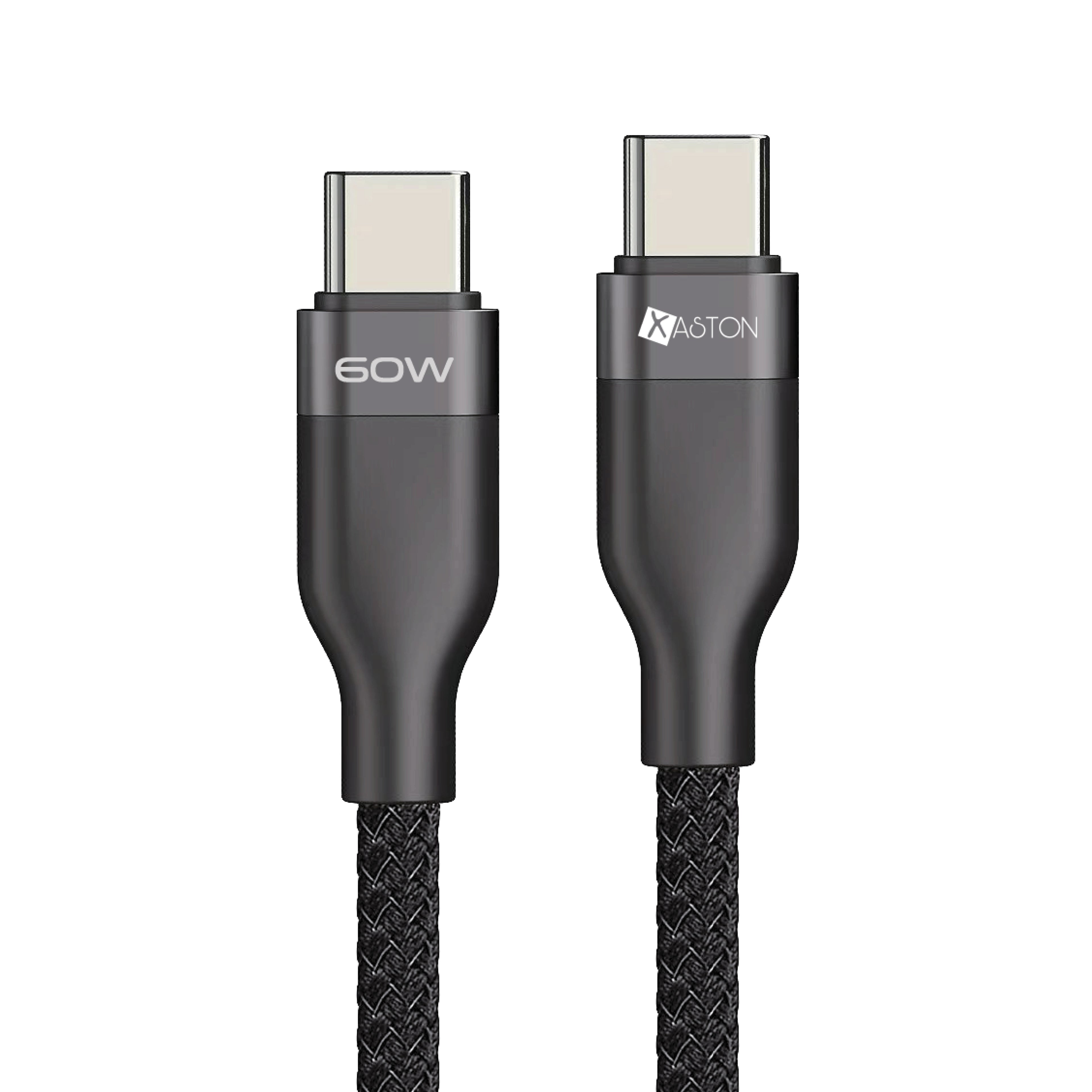XASTON 60W TYPE-C TO TYPE-C NYLON BRAIDED DATA/CHARGING CABLE NCC16